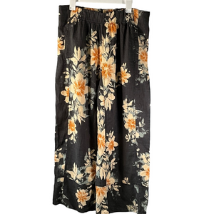 Free People Days End Floral Printed Linen Pants XL